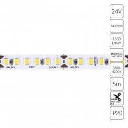 Светодиодная лента 24V 14,4W/m 4000К 5м Arte Lamp TAPE A2418008-02-4K