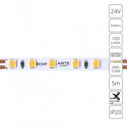Светодиодная лента 24V 9,6W/m 3000К 5м Arte Lamp TAPE A2412005-01-3K