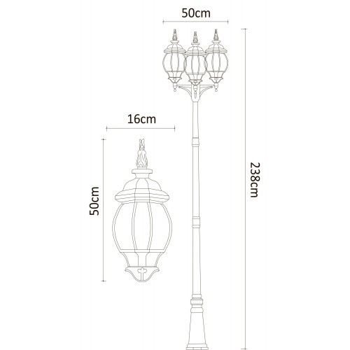 Парковый светильник Arte Lamp ATLANTA A1047PA-3BG
